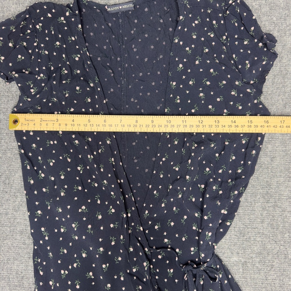 Brandy Melville Wrap Dress Womens 2 Blue Floral Summer‎ Italy Romantic Coquette - Picture 11 of 12